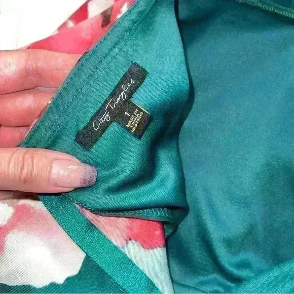 City Triangles Y2K Flare Green & Pink Floral Open Back Mini Dress - Picture 11 of 11